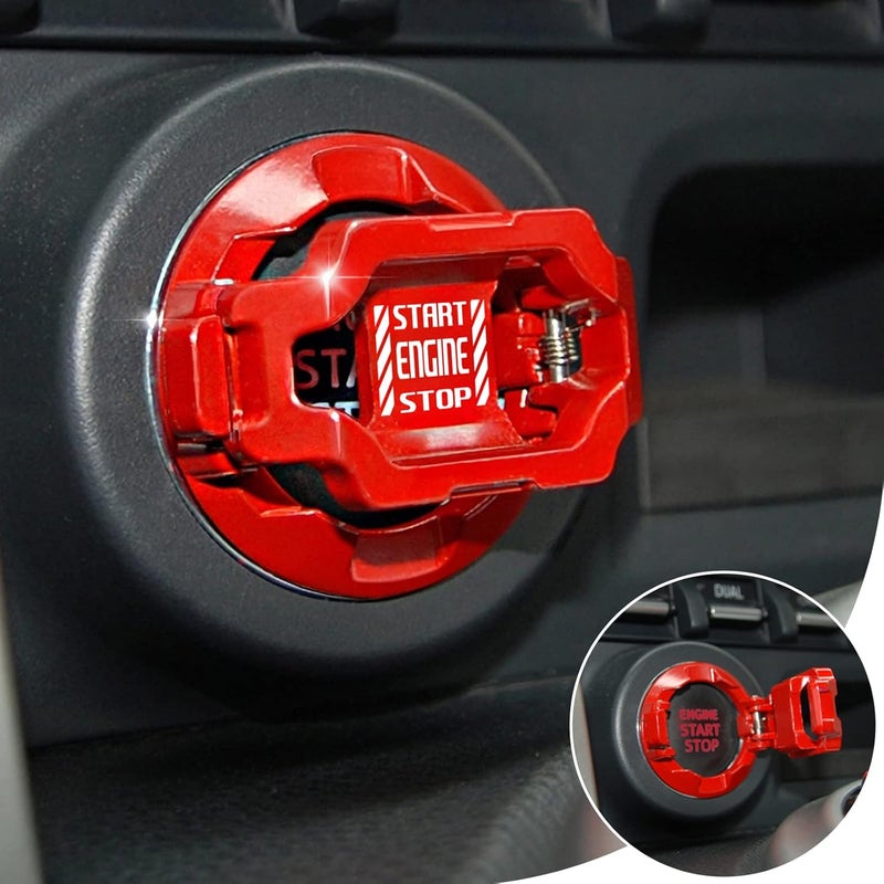 Tybasthe 𝙊𝙧𝙞𝙜𝙞𝙣𝙖𝙡 | Push Start Button Cover, Car Engine Start Stop Button Cover Protector, Cool Car Accessories Interior Decor Sticker Motorcycle Key Ignition Switch Cover, Red - Image 1